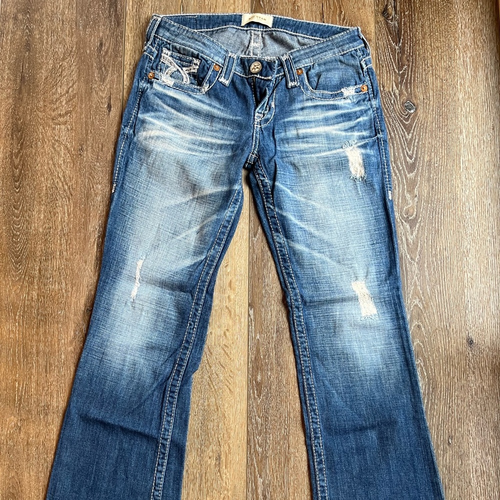 Big Star Women's Blue Distressed Boot Cut Jeans